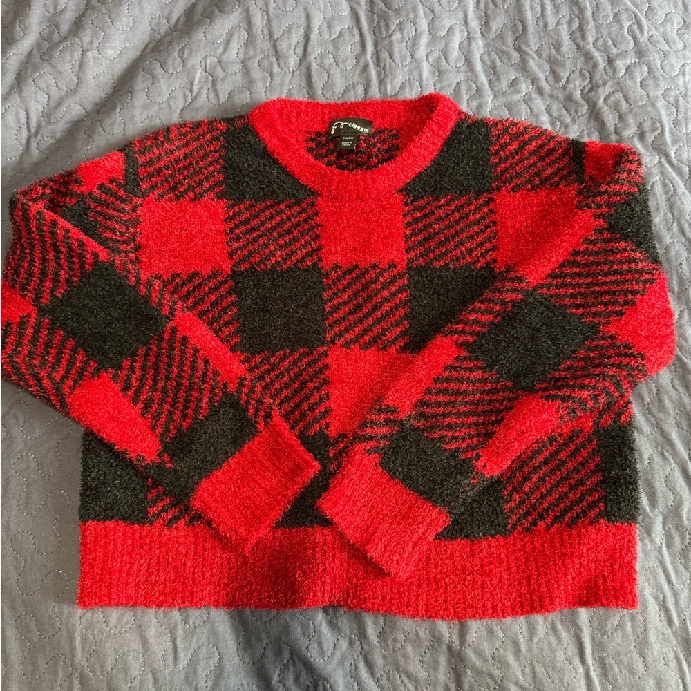 Art Class  Red and Black Checkered Sweater. Kids Small